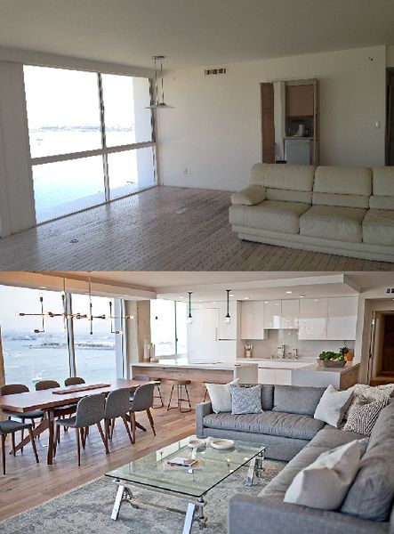 Transformação de sala de estar moderna.